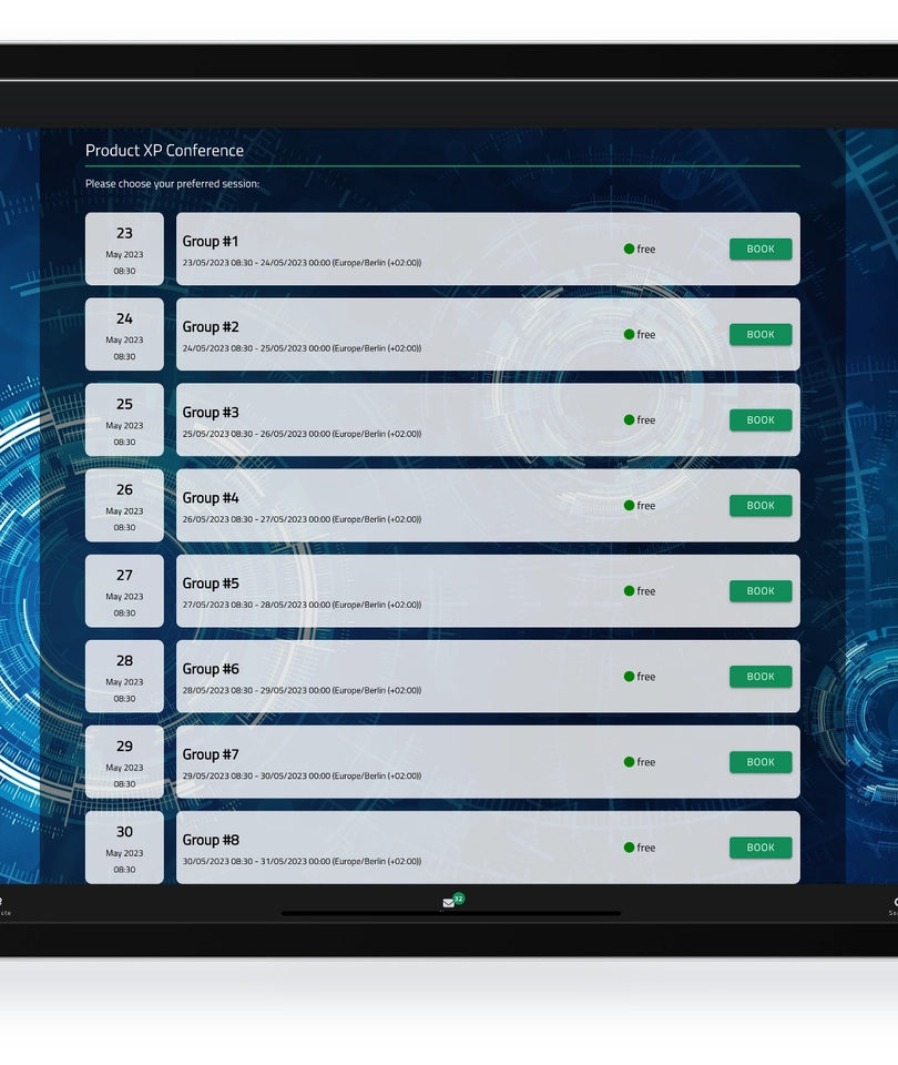 Booking Slots Tablet